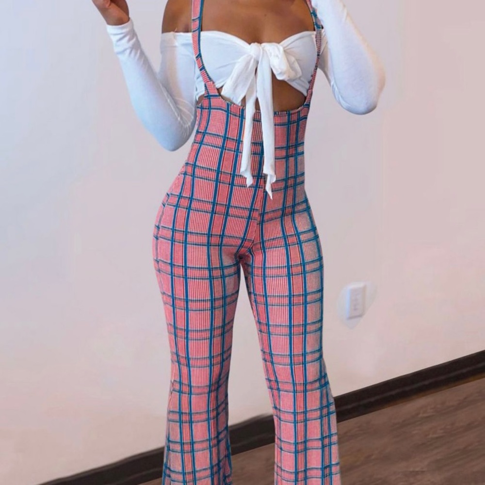 *Offers Accepted* Plaid Jumpsuit Shirt Set